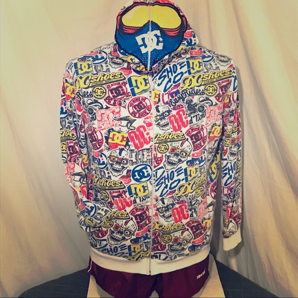 Vtg 00s DC Shoes Full Zip All-over Print Hoodie